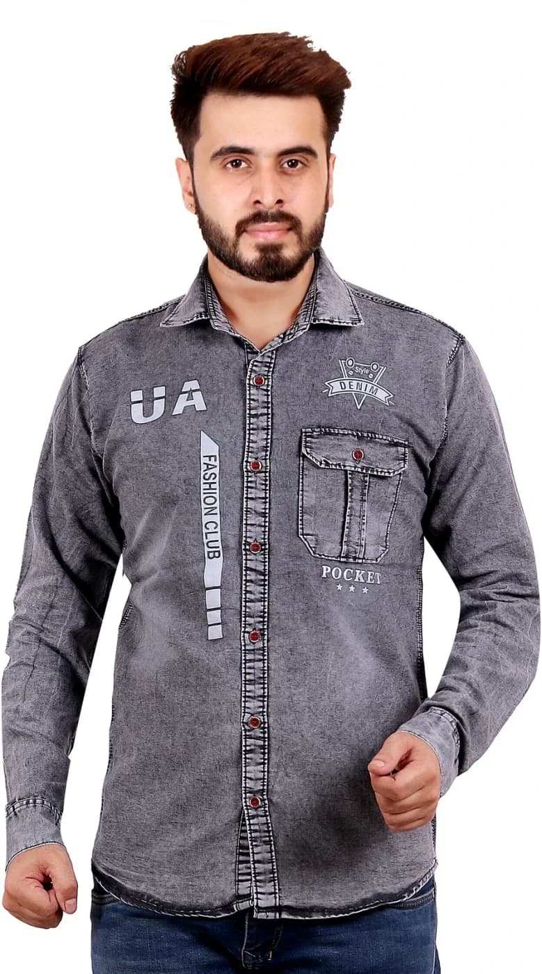 Men Regular Fit Printed Spread Collar Casual Shirt